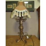 A CONTEMPORARY GILT TABLE LAMP AND SHADE OVERALL H- ???? CM