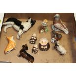 A COLLECTION OF ANIMAL FIGURES TO INCLUDE GOEBEL FIGURES, JOHN BESWICK OWL FIGURE ETC.