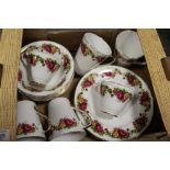 TWO BOXES OF ARGYLE ROSE PATTERN CUPS AND SAUCERS ETC.
