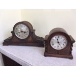 TWO CLOCKS, TO INCLUDE A NAPOLEON HAT SHAPED CLOCK WITH KEY AND PENDULUM (2)