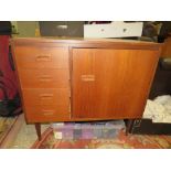 A RETRO TEAK SEWING MACHINE CABINET - NO MACHINE W-86 CM