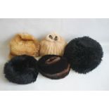 AN EDWARD MANN MINK TAILS HAT together with other fur and fur style hats (5)