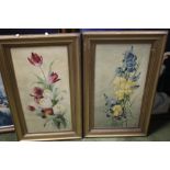 TWO FRAMED STILL LIFE OILS, depicting flowers