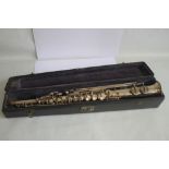 A CASED TRUE TONE SOPRANO SAXOPHONE (LOW PITCH) MADE BY BUESCHER ELKHART, Serial number 206369, made