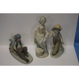 A LLADRO FIGURE together with a Nao figure and figurine (3)