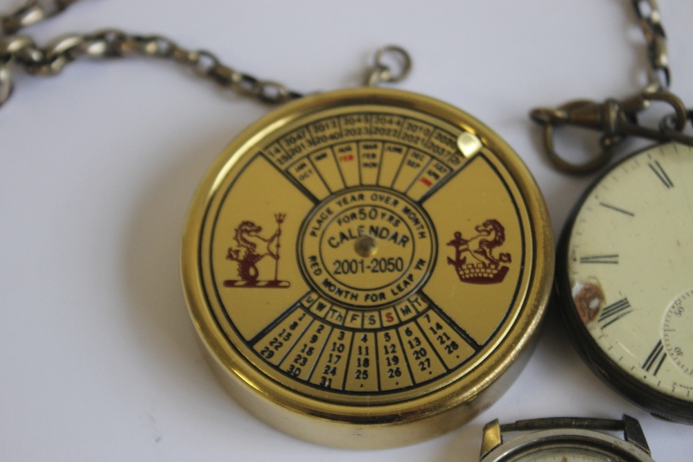 A HALLMARKED SILVER OPEN FACE POCKET WATCH, together with a Roamer Anfibio wrist watch, cigarette - Image 3 of 5