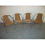 FOUR ALUMINIUM STACKING GARDEN PATIO CHAIRS