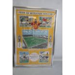 WOLVERHAMPTON WANDERERS - A FRAMED TEA TOWEL "Pride of Midlands Soccer" produced exclusively for