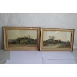 A PAIR OF FRAMED AND GLAZED WATERCOLOURS depicting farmyard scenes