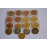 A COLLECTION OF EDWARD VIII REPLICA/FANTASY CROWN SIZE COINS, in bronze, golden alloy etc