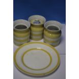 A SMALL COLLECTION OF YELLOW AND WHITE T. G. GREEN CORNISHWARE A/F (4)