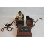 A VINTAGE FRENCH TELEPHONE, A WALL MOUNTED PHONE 1920S STYLE also including original box converted