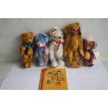 MERRYTHOUGHT TEDDY BEARS to include Cheeky Little jester, Punkie Plum, Bobo, Celine, and 2012