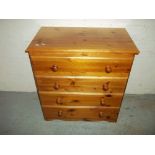 A PINE CHEST OF FOUR DRAWERS