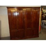 A PAIR OF CHERRYWOOD FULL LENGTH WARDROBES W 214 CM, H 223 CM, D 60 CM, one unit but can be split