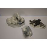 A LLADRO FIGURE GROUP OF POLAR BEARS, A LLADRO FIGURE GROUP OF SEA LIONS together with a LLadro