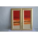 JONATHAN SHAW, a pair of oil on board paintings, seascapes, signed lower right, 74 x 36 cm including