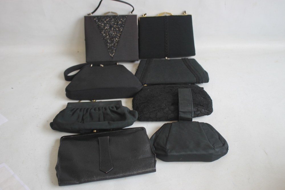 BLACK EVENING BAGS to include Waldybag, (8)