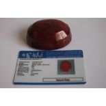 AN IGL & I (INTERNATIONAL GEMOLOGICAL LABORATORIES AND INSTITUTE) CERTIFICATED NATURAL RUBY, oval