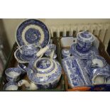 TWO TRAYS OF BLUE & WHITE CERAMICS TO INCLUDE SPODE (trays not included)