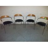 FOUR VINTAGE STYLE EFFEZETA ITALIAN TUBULAR CHROME CHAIRS