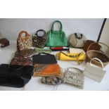 TWO BOXES OF ASSORTED HANDBAGS AND CLUTCH BAGS to include Gionni, Miss Sixty etc together with a