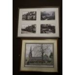 A FRAME OF FOUR PHOTOGRAPHS OF WOMBOURNE, together with a print of Wombourne