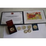 A COLLECTION OF MODERN SILVER COMMEMORATIVE COINS, to include a British Legion 2011 silver £5