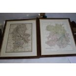 AN 1836 J AND C WALKER MAP OF STAFFORDSHIRE, together with a an E. Weller map of Shropshire both