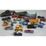 A BOX OF PLAYWORN DIECAST VEHICLES to include Corgi Batmobile, Corgi James Bond Aston Martin DB5,