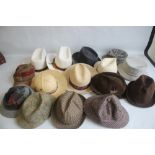 A COLLECTION OF HATS to include an Attaboy trilby, ladies' deerstalkers by Olney, Stormafit, Glen