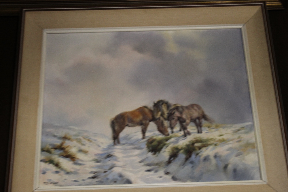 TWO FRAMED OILS DEPICTING HORSES, both signed "R.S.Welch - Image 3 of 3