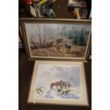 TWO FRAMED OILS DEPICTING HORSES, both signed "R.S.Welch