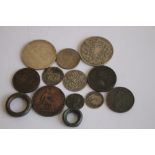 A SELECTION OF COINS ROMAN - 19TH CENTURY, to include a Roman radiate, 1569 sixpence, 1820 crown,