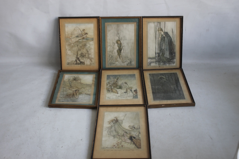 A SET OF SEVEN FRAMED ARTHUR RACKHAM PRINTS each 25 x 18 cm