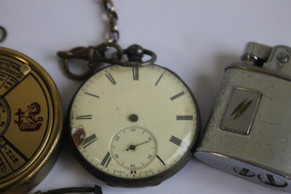 A HALLMARKED SILVER OPEN FACE POCKET WATCH, together with a Roamer Anfibio wrist watch, cigarette - Image 2 of 5