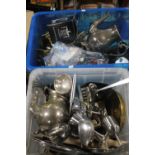 TWO TRAYS OF METALWARE ETC.