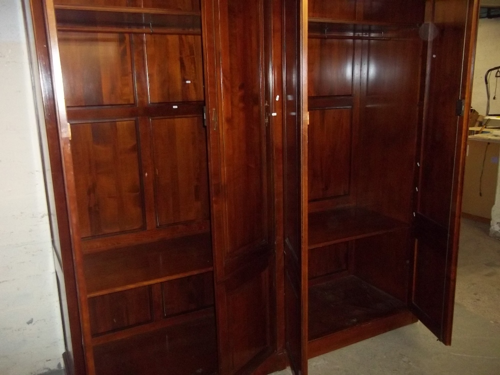 A PAIR OF CHERRYWOOD FULL LENGTH WARDROBES W 214 CM, H 223 CM, D 60 CM, one unit but can be split - Image 5 of 5