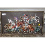 A 3D PICTURE OF KNIGHTS CHARGING INTO BATTLE - OVERALL SIZE 29CM X 51CM