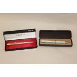 TWO BOXED PARKER FOUNTAIN PENS, ONE ROLLED GOLD CASE WITH 14 CARAT GOLD NIB