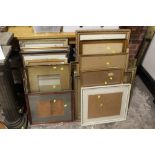 A LARGE QUANTITY OF PICTURE FRAMES IN VARIOUS SIZES AND STYLES, MAJORITY WITH GLASS