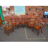 A HARLEQUIN SET OF SIX ANTIQUE ELM KITCHEN CHAIRS