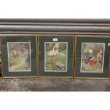 TWELVE GILT FRAMED AND GLAZED FRANK ADAMS PRINTS - OVERALL SIZE 36.5CM X 30CM