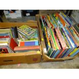 TWO TRAYS OF VINTAGE ANNUALS, LADYBIRD BOOKS ETC.