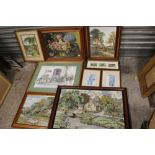 A SELECTION OF FRAMED AND GLAZED PICTURES AND PRINTS TO INCLUDE WATERCOLOURS