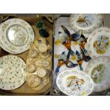 TWO TRAYS OF CERAMICS TO INCLUDE A VINTAGE DRESSING TABLE SET