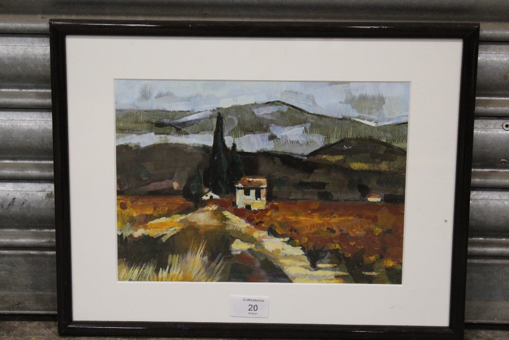 A FRAMED AND GLAZED IMPRESSIONIST SCENE SIGNED LOWER RIGHT - OVERALL SIZE 31.5CM X 40.5CM