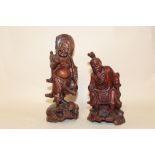 TWO CARVED WOODEN CHINESE FIGURES