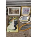 A SMALL SELECTION OF MIRRORS, PICTURES AND PRINTS