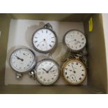 FIVE ASSORTED POCKET WATCHES, FOR SPARES AND REPAIRS